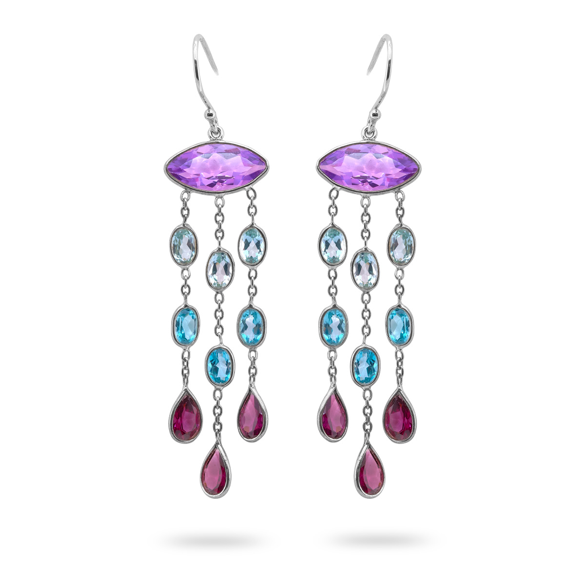 Boucles d'oreilles amethyste, topaze argent Celesta